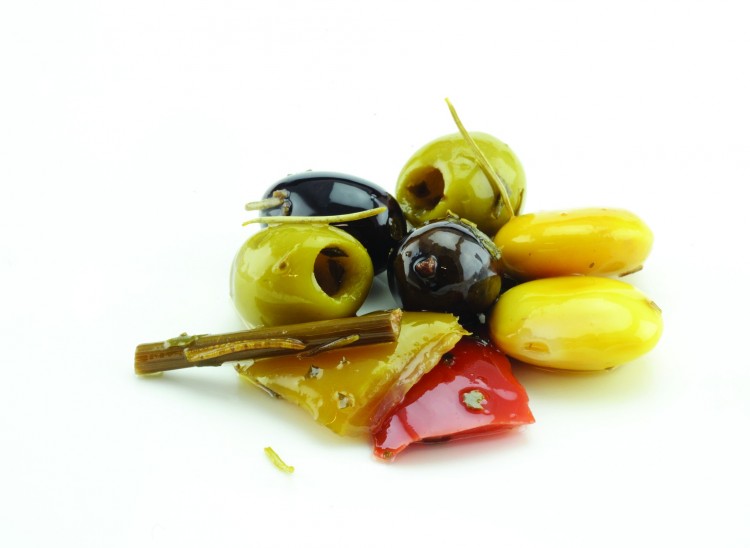 OLIVES VERTES ET NOIRES DÉNOYAUTEUSES AVEC LUPINS 1.9 KG 